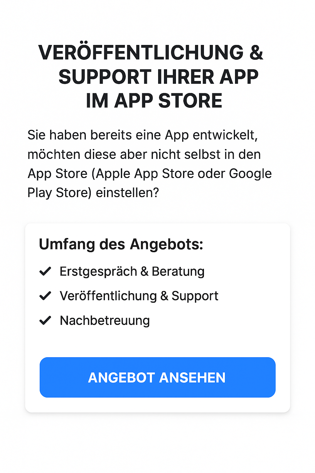 Veröffentlichung & Support Ihrer App im App Store